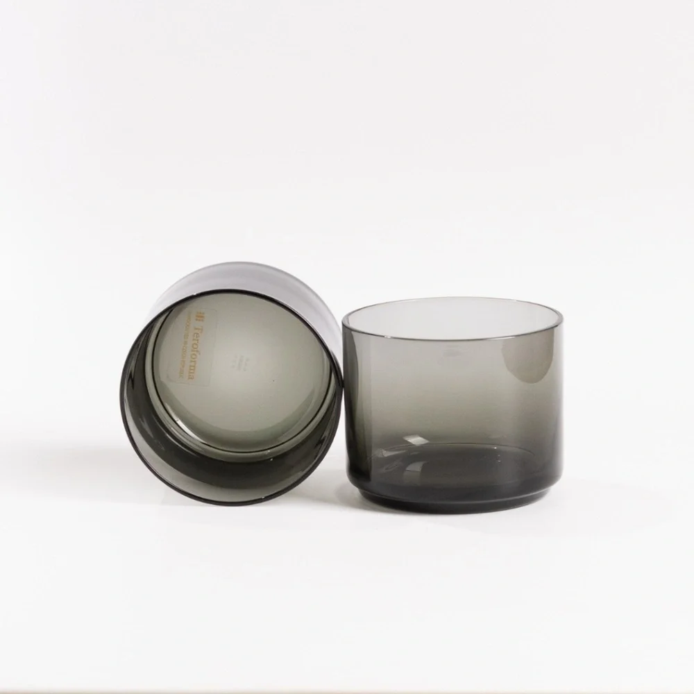 Teroforma Ekke Small Crystal Tumblers Charcoal Set of 2 Modern Midcentury MCM
